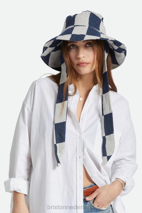 accessoires gewassen marineblauw/witte muts Brixton 0ZD0J532 vrouwen jaspis opvouwbare vissershoed