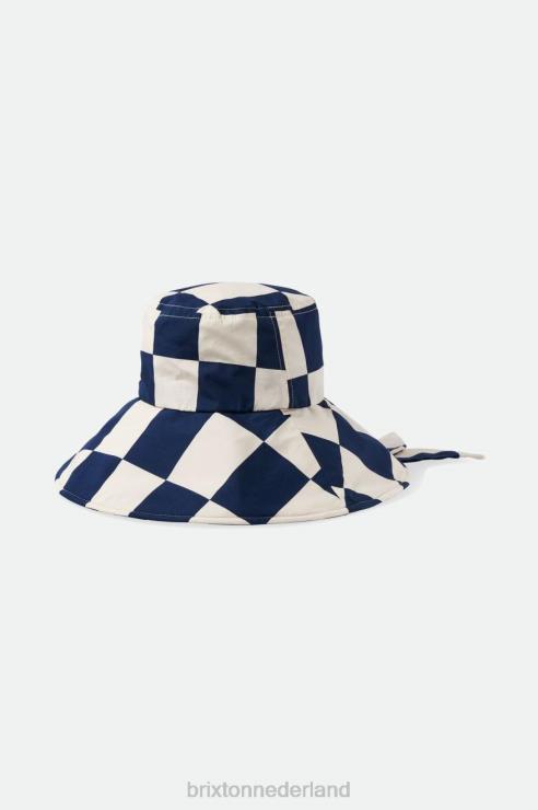 accessoires gewassen marineblauw/witte muts Brixton 0ZD0J532 vrouwen jaspis opvouwbare vissershoed