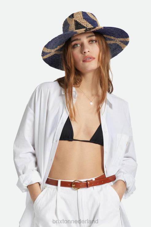 accessoires naturel/blauw Brixton 0ZD0J506 vrouwen strohoed madeira patroon