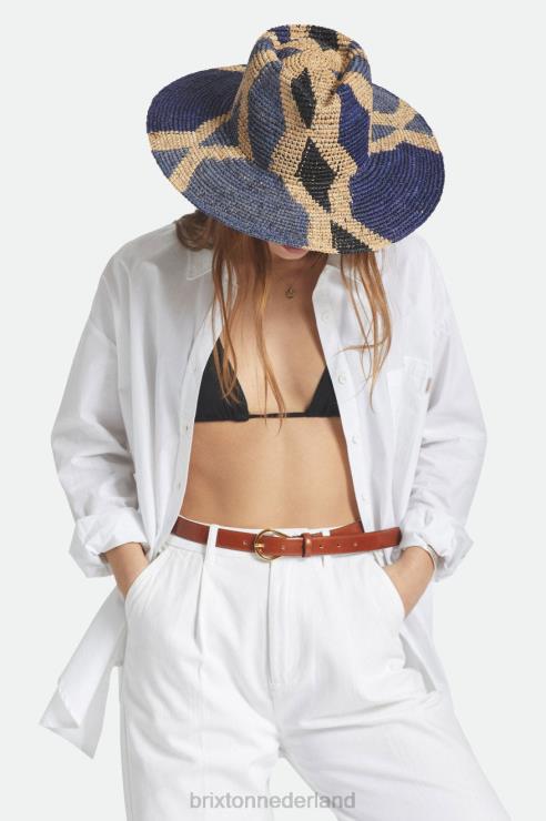 accessoires naturel/blauw Brixton 0ZD0J506 vrouwen strohoed madeira patroon