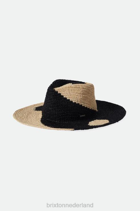 accessoires witkap/zwart Brixton 0ZD0J514 vrouwen strohoed madeira patroon