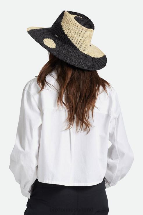accessoires witkap/zwart Brixton 0ZD0J514 vrouwen strohoed madeira patroon