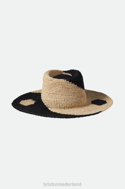 accessoires witkap/zwart Brixton 0ZD0J514 vrouwen strohoed madeira patroon