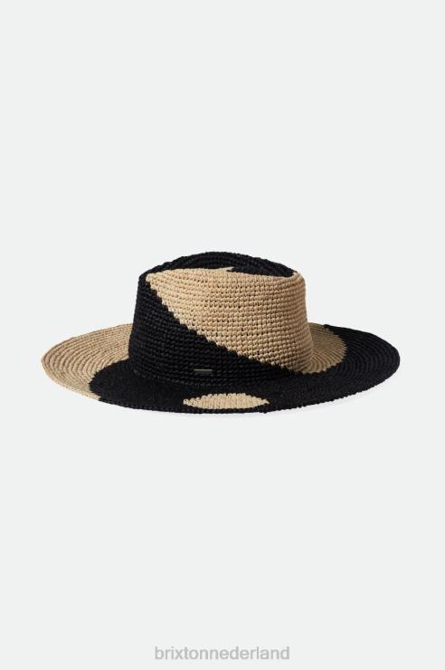 accessoires witkap/zwart Brixton 0ZD0J514 vrouwen strohoed madeira patroon