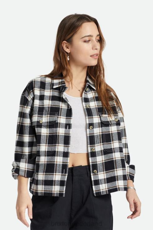 kleding zwart/gebroken wit Brixton 0ZD0J427 vrouwen bowery lichtgewicht l/s flanel