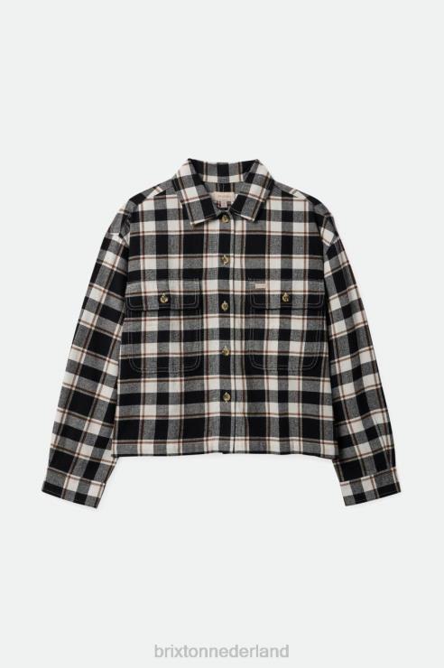 kleding zwart/gebroken wit Brixton 0ZD0J427 vrouwen bowery lichtgewicht l/s flanel