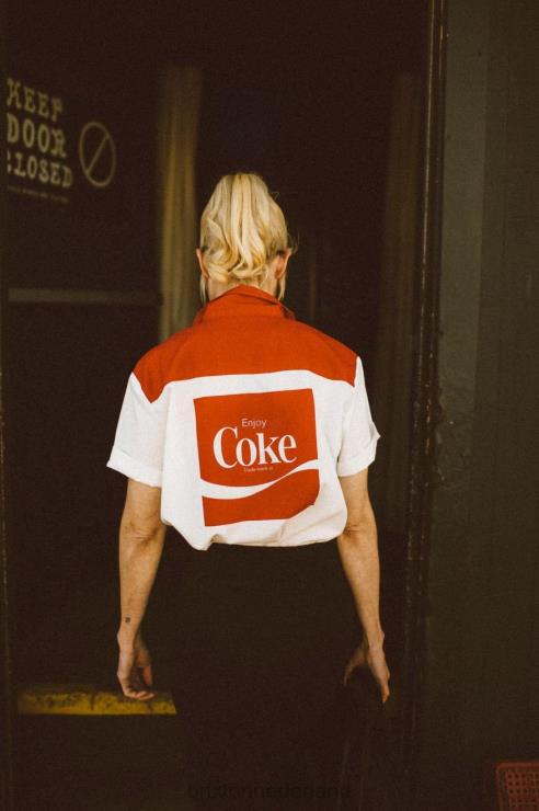 kleding cola rood Brixton 0ZD0J456 vrouwen coca-cola bunkerblok rvs geweven