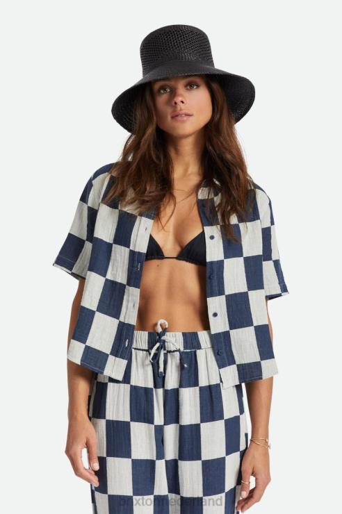 kleding gewassen marine Brixton 0ZD0J413 vrouwen mykonos boxy RVS geweven
