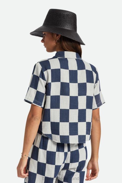 kleding gewassen marine Brixton 0ZD0J413 vrouwen mykonos boxy RVS geweven