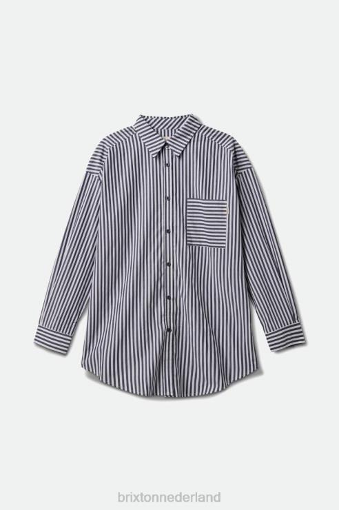 kleding gewassen marine Brixton 0ZD0J449 vrouwen sidney oversized l/s geweven