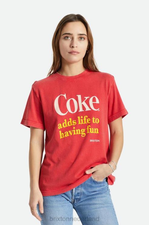 kleding cola rood Brixton 0ZD0J453 vrouwen coca-cola heeft een leuk vintage T-shirt met ronde hals