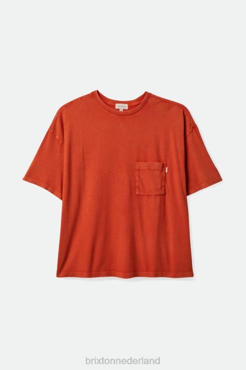 kleding rood verbrand Brixton 0ZD0J439 vrouwen zorgeloos oversized T-shirt met boyfriend-pocket