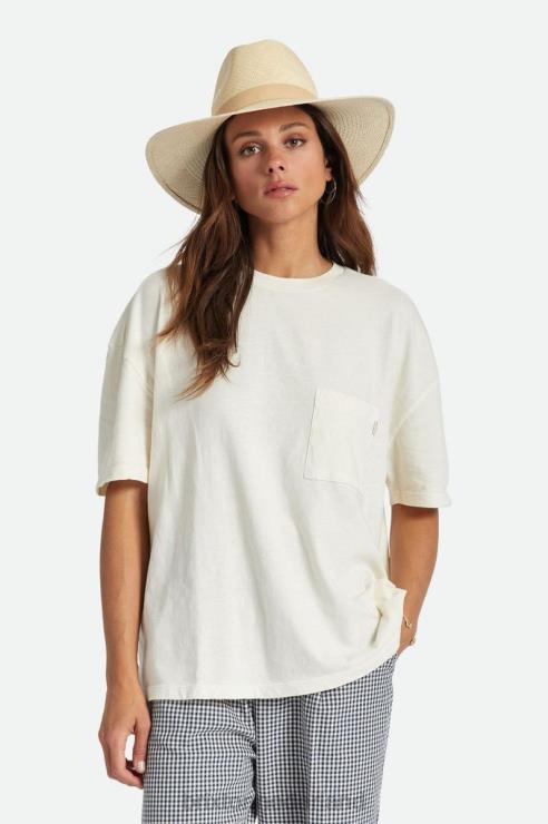 kleding witte pet Brixton 0ZD0J437 vrouwen zorgeloos oversized T-shirt met boyfriend-pocket